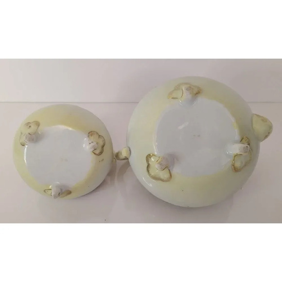 Vintage‎ Hand Painted Pink Gold Floral Footed Teapot & Creamer - Picture 11 of 14